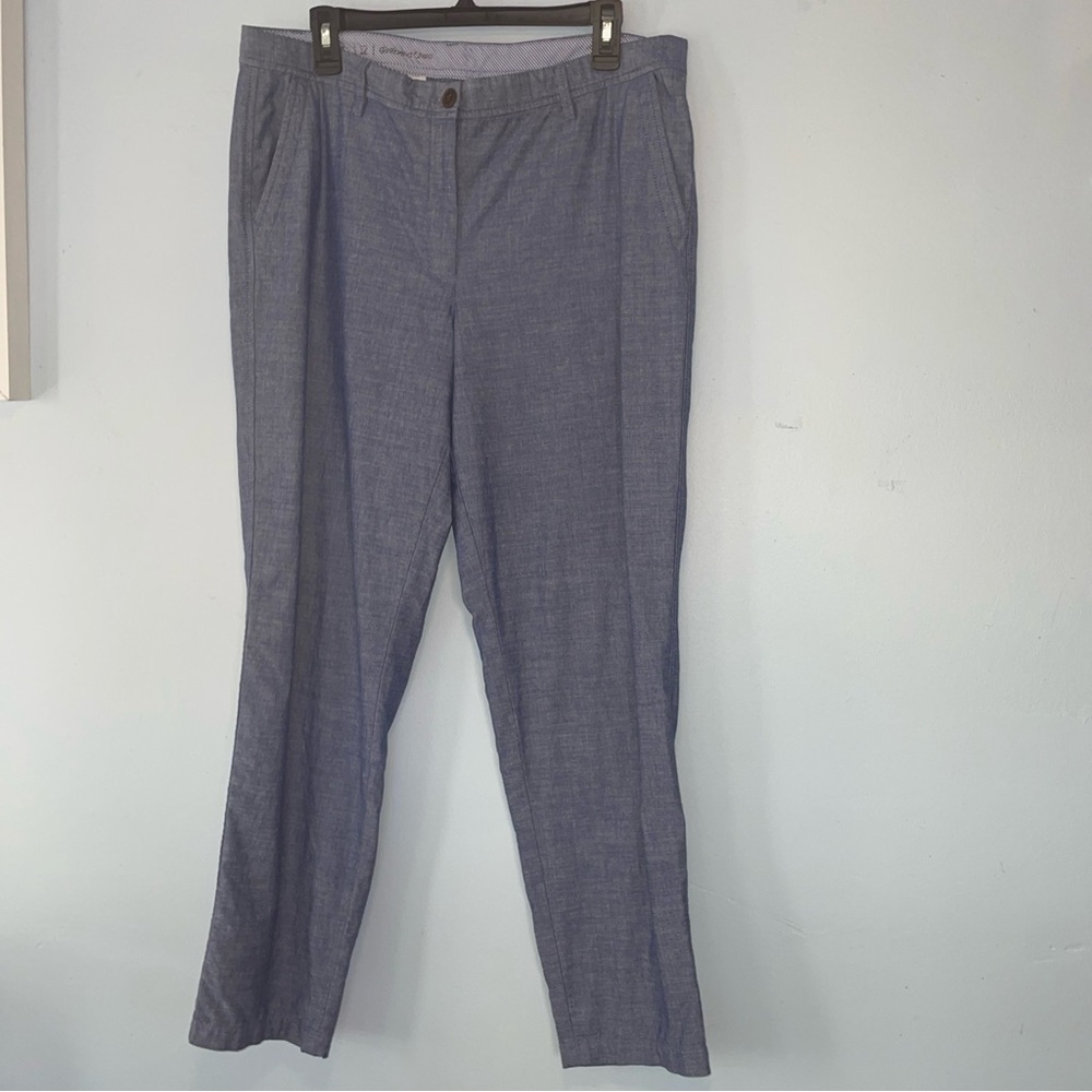 Talbots Girlfriend Chino Pants Size 10 Lightweight 100% Cotton Blue Chambray